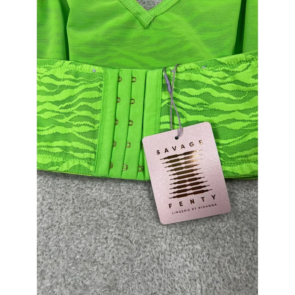 Savage X Fenty Bralette 3X Neon Green Zebra Strapless Sweetheart Rihanna Rave
